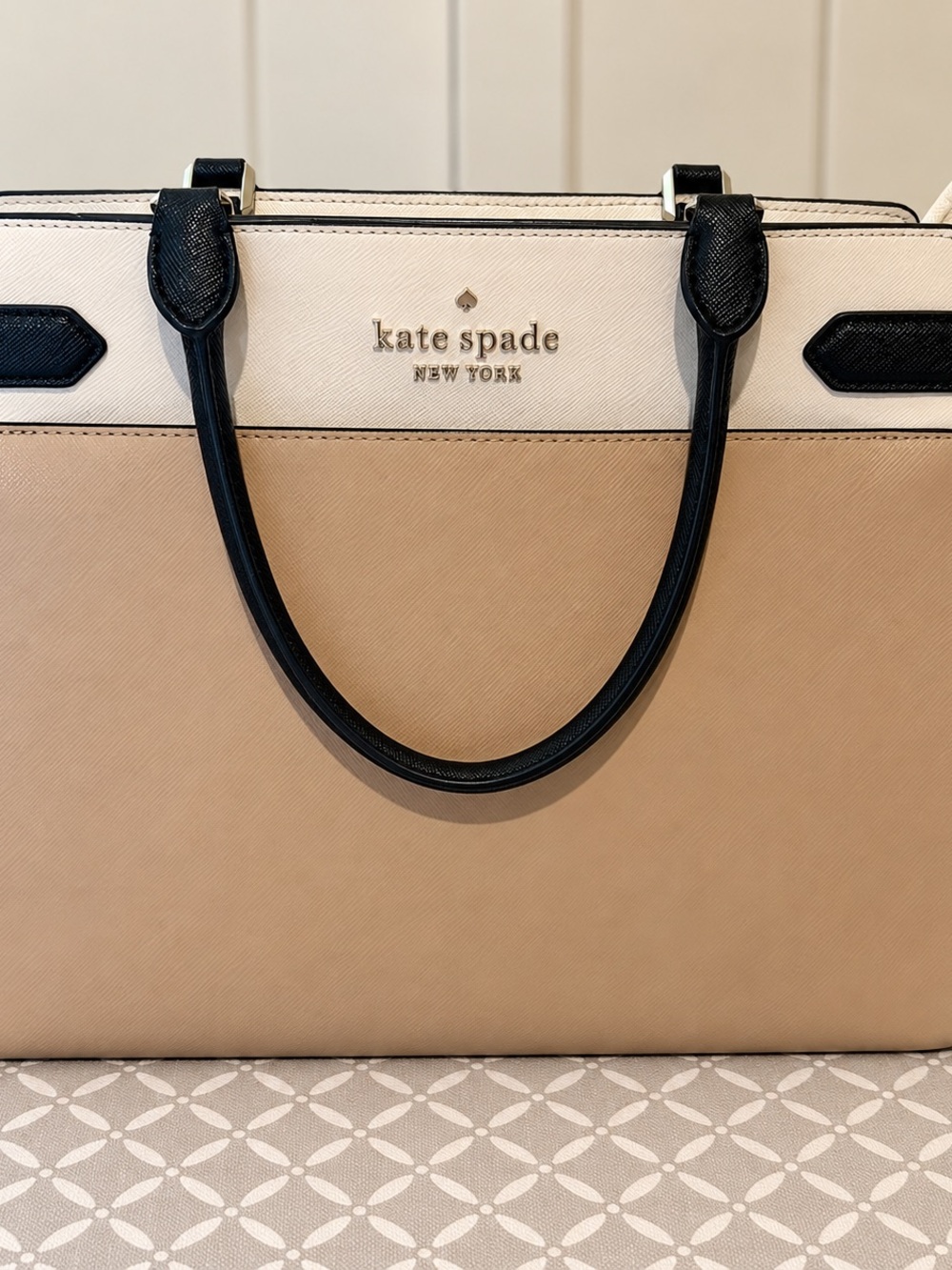 kate spade Beige & Black Saffiano Tote with Cardholder - Picture 2 of 10